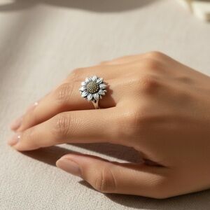 James Avery Sunflower Ring Sterling Silver Floral Statement Ring